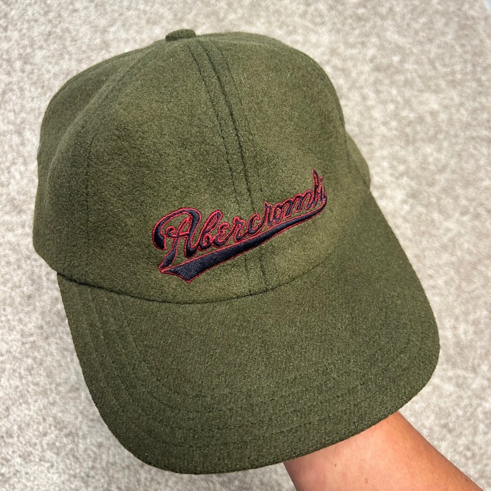 Vintage Abercrombie‎ & Fitch Wool Blend Hat Made In USA Green Strapback Preppy